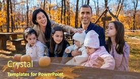  Presentation with maple leaves - Presentation theme having big-family-has-picnic background and a tawny brown colored foreground