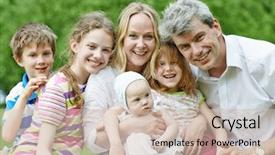  Presentation with children parents - Presentation featuring big family parents with four background and a soft green colored foreground