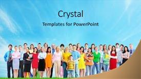  Presentation with blur abstract people people - Cool new presentation theme with healty body - big family people group backdrop and a light blue colored foreground