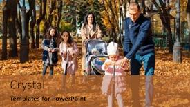  Presentation with children parents - PPT theme with big-family-spends-time-together background and a red colored foreground