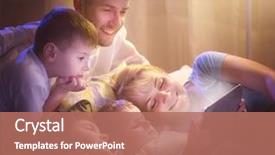  Presentation with dark night - Cool new presentation theme with big family together watching movie backdrop and a coral colored foreground