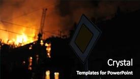  Presentation with building fire - Slide deck consisting of big fire at night background and a black colored foreground