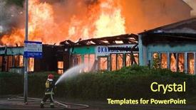  Presentation with poland - Slides with big fire in wroclaw poland background and a tawny brown colored foreground