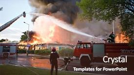  Presentation with fire truck - Cool new presentation with big fire in wroclaw poland backdrop and a tawny brown colored foreground