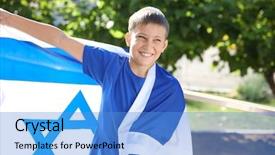  Presentation with israel flag - Audience pleasing PPT layouts consisting of big flag of israel backdrop and a teal colored foreground