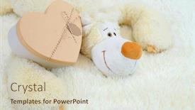  Presentation with toy - Slide set consisting of big-fluffy-white-toy-bear background and a soft green colored foreground