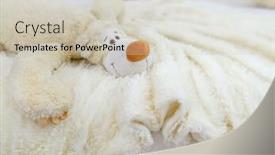  Presentation with toy - Slide set featuring big-fluffy-white-toy-bear background and a soft green colored foreground