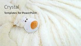  Presentation with toy - Beautiful slide deck featuring big-fluffy-white-toy-bear backdrop and a light gray colored foreground