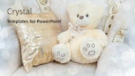  Presentation with toy - Slide set enhanced with big-fluffy-white-toy-bear background and a soft green colored foreground