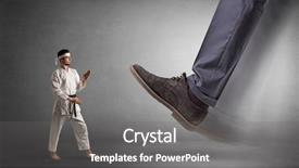 Presentation with orthopedic foot - Presentation theme with big foot treading small young background and a gray colored foreground