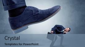  Presentation with club foot - Presentation design with big foot trying to crush background and a seafoam green colored foreground