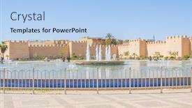  Presentation with morocco - Cool new slide deck with big-fountain-in-front backdrop and a light blue colored foreground