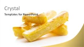  Presentation with potato chips - Presentation theme consisting of big-french-fries-fried-potato background and a white colored foreground