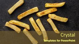  Presentation with potato chips - Beautiful slide set featuring big-french-fries-fried-potato backdrop and a tawny brown colored foreground