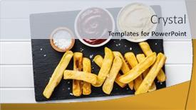  Presentation with ketchup - Presentation theme featuring big-french-fries-fried-potato background and a lemonade colored foreground
