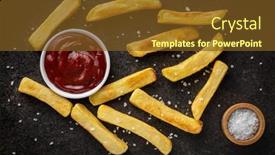  Presentation with potato chips - Slide deck featuring big-french-fries-fried-potato background and a tawny brown colored foreground