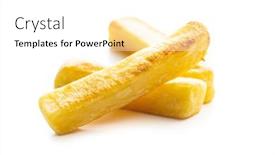  Presentation with potato chips - PPT theme featuring big-french-fries-fried-potato background and a white colored foreground