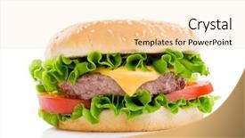  Presentation with hamburger - Presentation design with big fresh delicious hamburger isolated on white background professional studio image background and a lemonade colored foreground