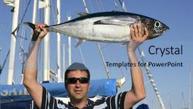  Presentation with tuna - Beautiful theme featuring big game fisherman with saltwater backdrop and a light blue colored foreground