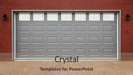  Presentation with red garage door red metal - PPT layouts with big garage with gray doors background and a coral colored foreground