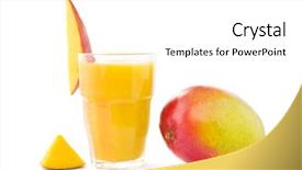  Presentation with mango juice - PPT theme enhanced with young woman dealer in auto salon presenting car to customer background and a light gray colored foreground