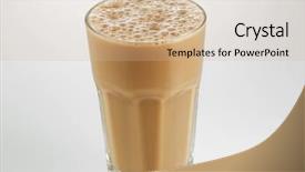  Presentation with milk tea - Beautiful PPT theme featuring big glass tea with milk backdrop and a soft green colored foreground