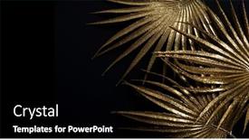  Presentation with golden - Amazing slide set having big-golden-leaf-on-black backdrop and a black colored foreground