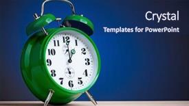  Presentation with dark blue green - PPT theme having big green alarm clock on dark blue background background and a navy blue colored foreground