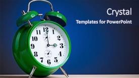  Presentation with dark blue green - Slide deck with big green alarm clock on dark blue background background and a navy blue colored foreground