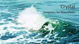  Presentation with blue wave - PPT theme featuring big green wave breaks background and a light blue colored foreground