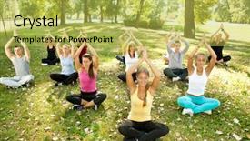  Presentation with class - Audience pleasing theme consisting of big group of adults attending backdrop and a yellow colored foreground