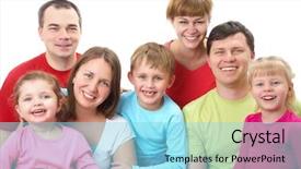  Presentation with children parents - PPT theme consisting of big group of four parents background and a arctic colored foreground