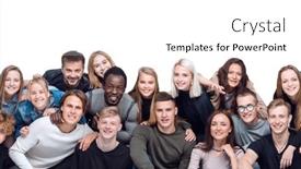  Presentation with friends - Slide set featuring big-group-of-friends-hugging background and a white colored foreground