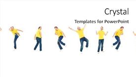  Presentation with team group - Beautiful presentation design featuring big group of same person backdrop and a  colored foreground