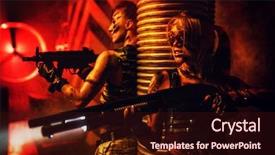  Presentation with guns - PPT layouts enhanced with big guns war fighting thriller background and a wine colored foreground