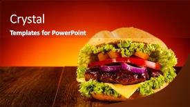  Presentation with hamburger - Cool new slides with big-hamburger-tasty-grilled-meat backdrop and a black colored foreground
