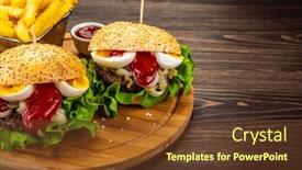 Presentation with french fries - Slide deck enhanced with big-hamburgers-with-boiled-egg background and a  colored foreground