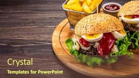  Presentation with french fries - Theme having big-hamburgers-with-boiled-egg background and a  colored foreground