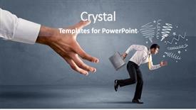  Presentation with running - Slides featuring big hand concept on background background and a  colored foreground