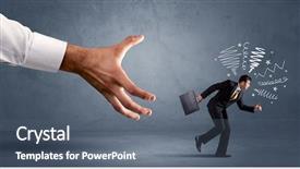  Presentation with running - PPT layouts having big hand concept on background background and a  colored foreground