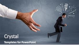  Presentation with running - PPT layouts consisting of big hand concept on background background and a  colored foreground