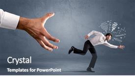  Presentation with running - Theme having big hand concept on background background and a  colored foreground