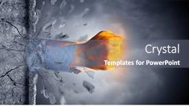  Presentation with hand saving someone - Beautiful slides featuring big-hand-hits-intense backdrop and a gray colored foreground