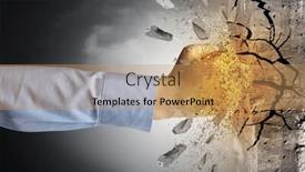  Presentation with hits miss fingering images - PPT theme consisting of big-hand-hits-intense background and a yellow colored foreground