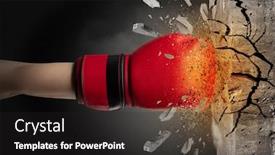  Presentation with hits miss fingering images - Slide deck with big-hand-hits-intense background and a dark gray colored foreground