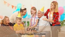  Presentation with father birthday - Amazing presentation theme having big happy family celebrating birthday backdrop and a coral colored foreground
