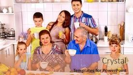  Presentation with breakfast - Presentation consisting of big-happy-family-have-breakfast background and a coral colored foreground