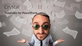  Presentation with body - Slide deck having big-head-on-small-body background and a light gray colored foreground