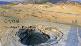  Presentation with volcanoes - Slide deck consisting of big hole in earth muddy volcanoes from romania background and a coral colored foreground