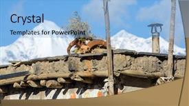  Presentation with house roof and roofing business - Audience pleasing presentation theme consisting of big horn sheep - ram skull on the house backdrop and a light blue colored foreground